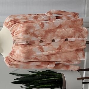 Unique Spectrum Tie Dye Off Shoulder Short Sleeve Blouse Size XL